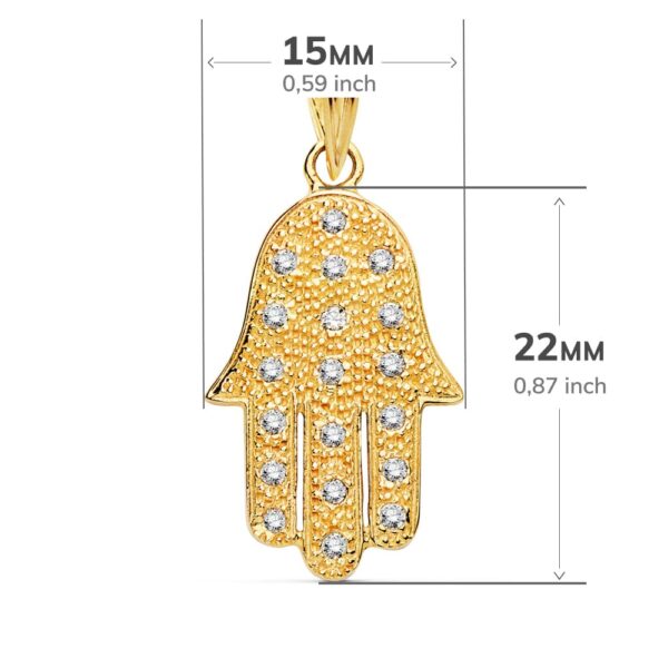 18K COLGANTE ORO AMARILLO MANO FATIMA 22X15 MM - Imagen 2