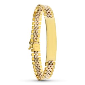 18K ESCLAVA ORO AMARILLO ESLABON PANTER 21.5 CM 10 MM
