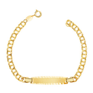 18K ESCLAVA ORO AMARILLO HUNGARA 14,5 CM PLACA CHAPA TALLADA: 26X6MM