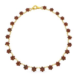 18K GARGANTILLA ORO AMARILLO CUAJOS DE GRANATES 42CM