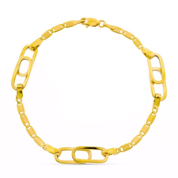 18K PULSERA ORO AMARILLO ESLABONES Y CADENA ANCHO 11 MM LARGO 18.5 CM
