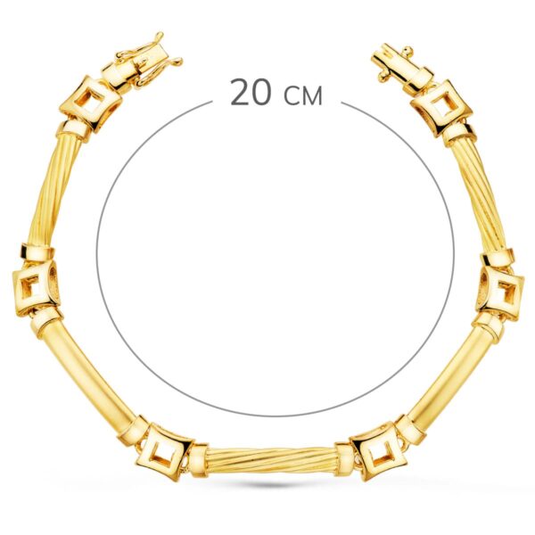 18K PULSERA ORO AMARILLO ESLABONES Y CUADRADOS ANCHO 8 MM LARGO 20CM - Imagen 2
