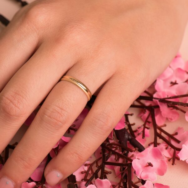 18K ALIANZA ORO AMARILLO MATE Y BRILLO. ANCHO: 3 MM. TALLA 9 - Imagen 3