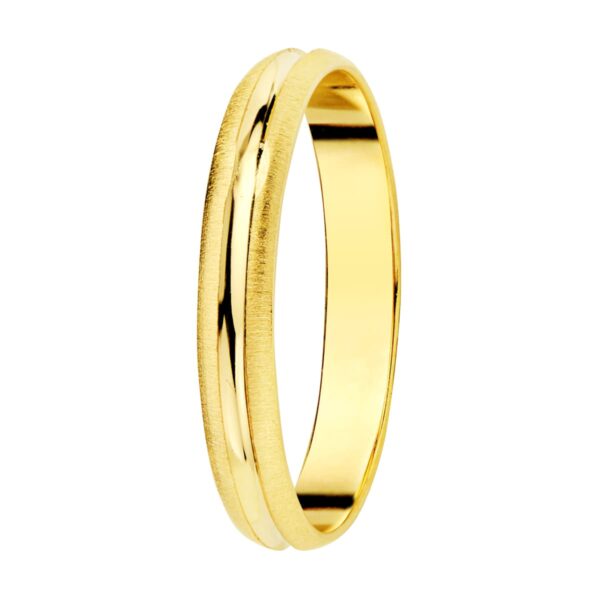 18K ALIANZA ORO AMARILLO MATE Y BRILLO. ANCHO: 3 MM. TALLA 9