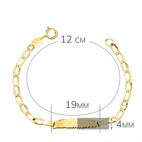 18K ESCLAVA BEBÉ ORO AMARILLO BILBAO PLACA CHAPA MATE TALLADA 19X4 MM 12CM - Imagen 2