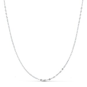 18K CADENA MACIZA ORO BLANCO ESLABONES TALLADOS 1 MM 40CM