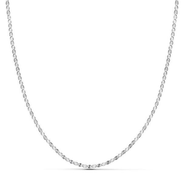 18K CADENA ORO BLANCO MACIZA DIAMANTADA 40CM 1.5 MM