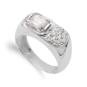 18K SORTIJA ORO BLANCO CIRCONITA DE 8X6 MM. ANCHO: 8 MM