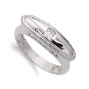 18K SORTIJA ORO BLANCO CON CIRCONITA. ANCHO: 7 MM