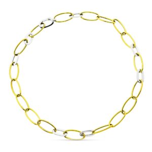 18K GARGANTILLA BICOLOR ESLABONES OVALES. ANCHO 10 MM LARGO 43CM
