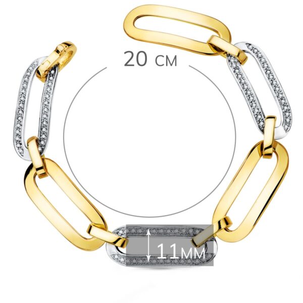 18K PULSERA ORO BICOLOR ESLABONES REDONDOS ANCHO 11 MM LARGO 20CM - Imagen 2
