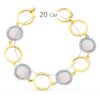 18K PULSERA ORO BICOLOR CIRCULOS CALADOS 16 MM Y NACAR ROSA 20CM - Imagen 2