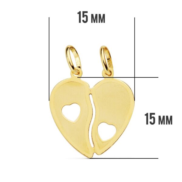 18K COLGANTE ORO AMARILLO CORAZON PARTIDO 15X15 MM - Imagen 2