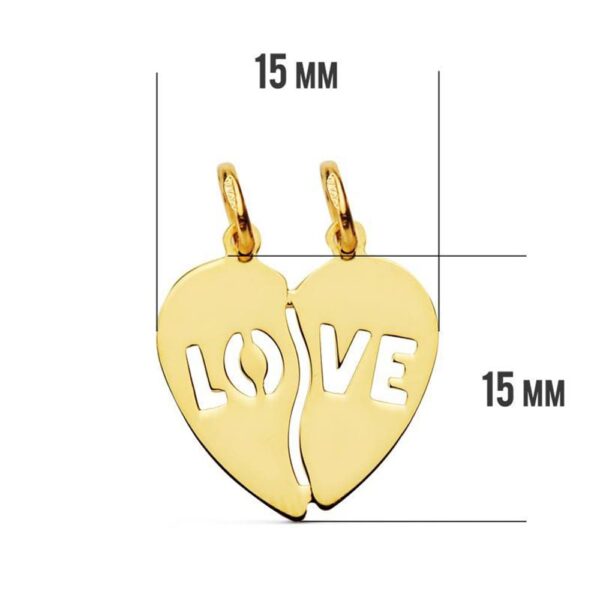 18K COLGANTE ORO AMARILLO CORAZON LOVE. 15X15 MM - Imagen 2