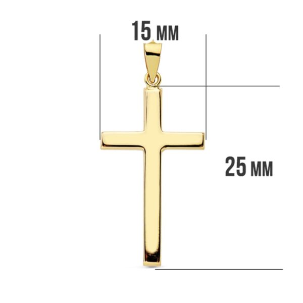 18K CRUZ ORO AMARILLO LISA PALO RECTANGULAR. 27X15 MM - Imagen 2