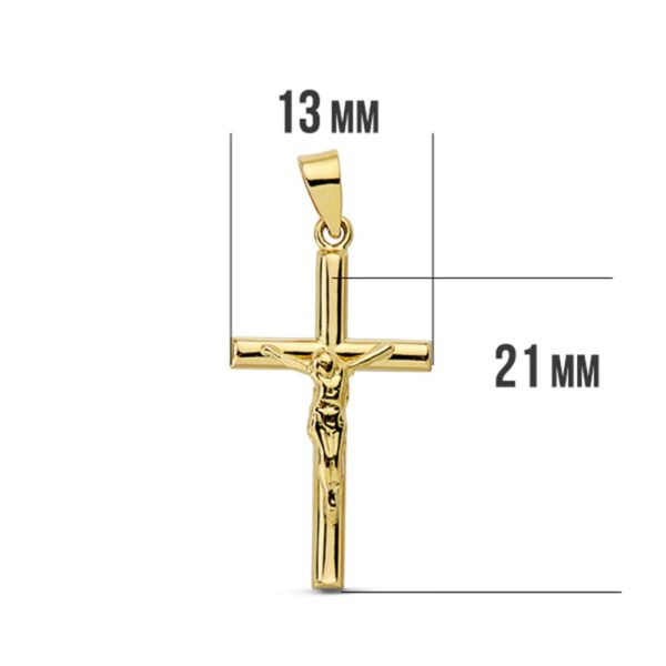 18K CRUZ ORO AMARILLO CON CRISTO REDONDA 21X13 MM - Imagen 2