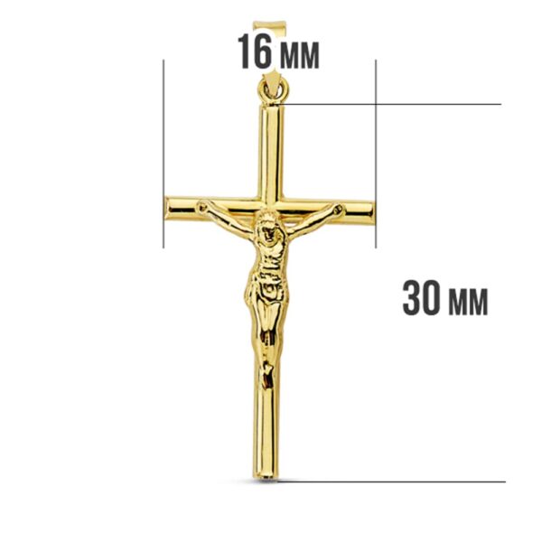 18K CRUZ ORO AMARILLO CON CRISTO HUECA 32X16 MM - Imagen 2