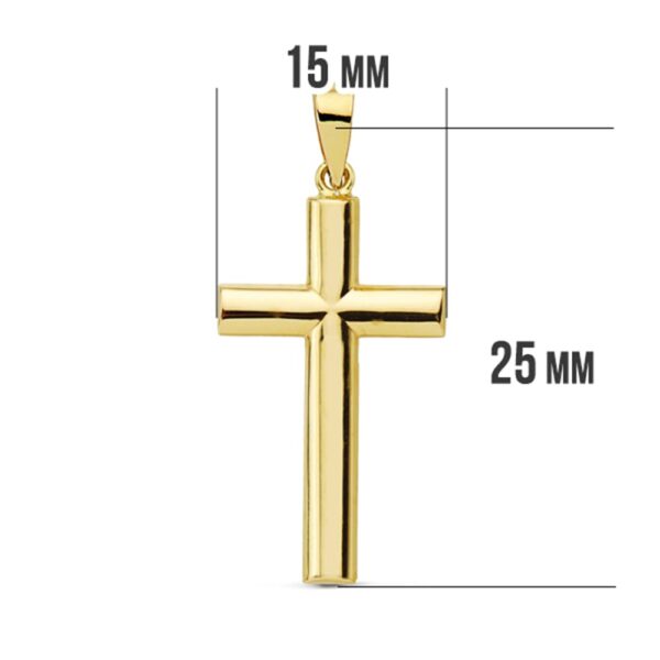 18K CRUZ ORO AMARILLO LISA PALO OVAL. 25X15 MM - Imagen 2