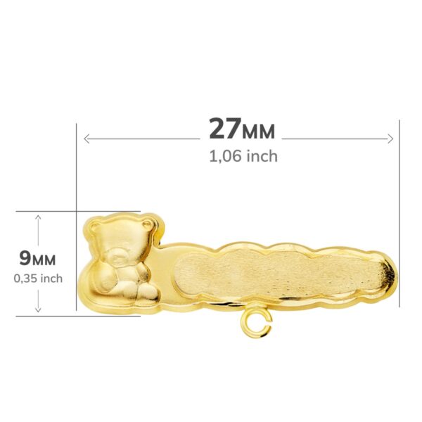 18K ALFILER ORO AMARILLO OSO TALLADO 27X9 MM - Imagen 2