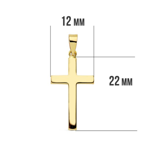 18K CRUZ ORO AMARILLO LISA PALO RECTANGULAR. 23X12 MM - Imagen 2