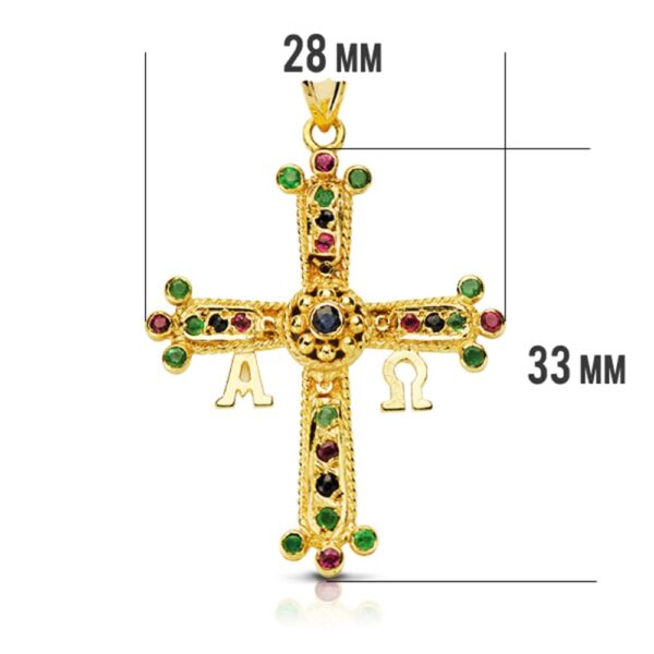 18K CRUZ DE COVADONGA AMARILLO MEDIANA 33X27 MM - Imagen 2