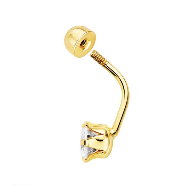 18K PIERCING OMBLIGO ORO AMARILLO CIRCONITA GARRAS 6 MM - Imagen 2