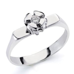 18K SOLITARIO BRILLANTE 0.10 QTES ORO BLANCO