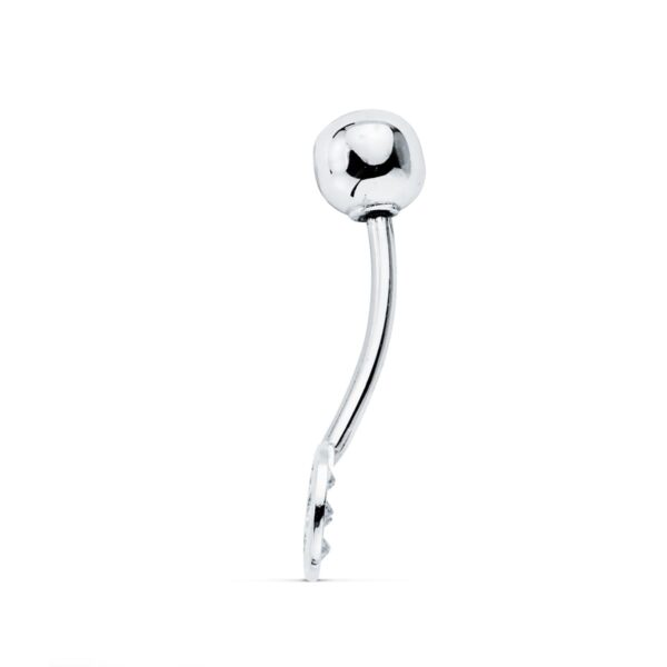 9K PIERCING OMBLIGO ORO BLANCO REDONDO CIRCONITA 6 MM CIERRE BOLA LISA 5 MM - Imagen 2