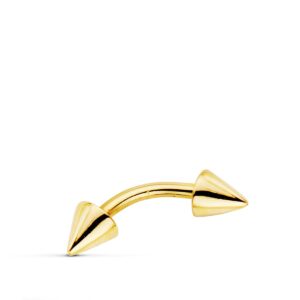 18K PIERCING CEJA ORO AMARILLO DOS PINCHOS. 13X3 MM