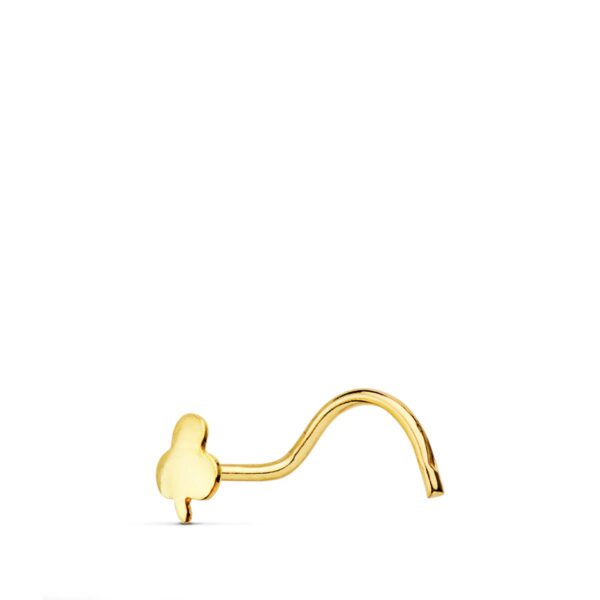 18K PIERCING ORO AMARILLO NARIZ TREBOL 3.5X3MM(PEDIDO MINIMO 3 UNIDADES)
