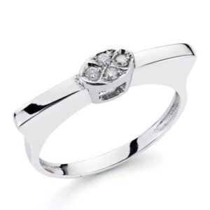18K SORTIJA ORO BLANCO CON DIAMANTES TALLA BRILLANTE 0.100 QTS.