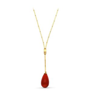 18K GARGANTILLA ORO AMARILLO LAGRIMA PIEDRA FINA 42CM