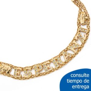 18K PULSERA ORO AMARILLO NOMBRE ELEFANTES 12.00 GR 18.5CM