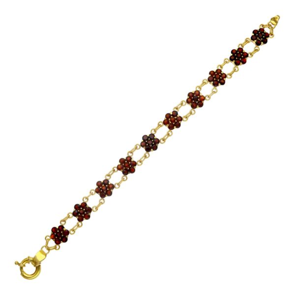 18K PULSERA ORO AMARILLO CUAJOS DE GRANATES - Imagen 2