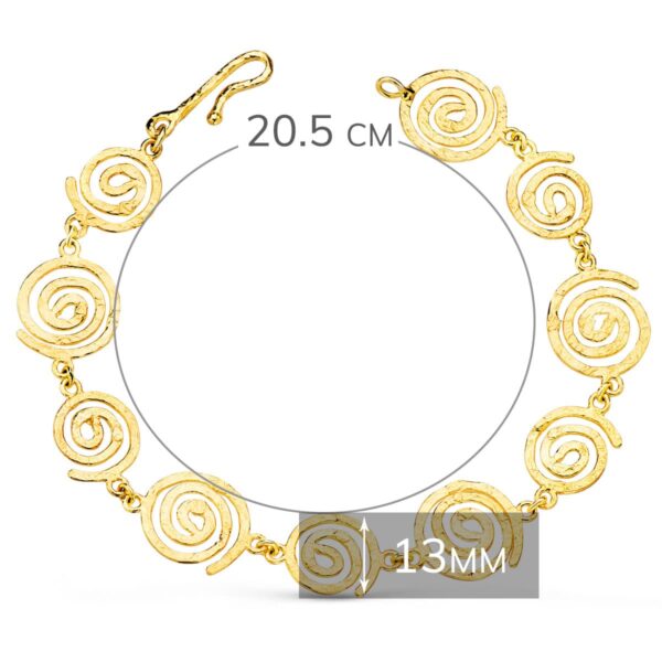 18K PULSERA ORO AMARILLO ESPIRALES MARTILLADAS. ANCHO 13 MM LARGO 20.5 CM - Imagen 2