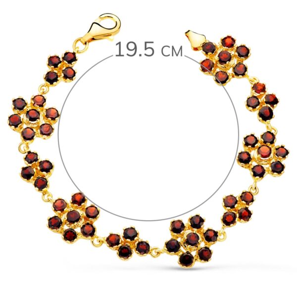 18K PULSERA ORO AMARILLO ARTICULADA DE GRANATES ENGASTADAS. 19.5 CM - Imagen 2