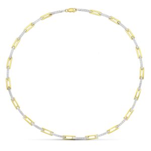 18K GARGANTILLA ORO BICOLOR CIRCONITA MATE Y BRILLO