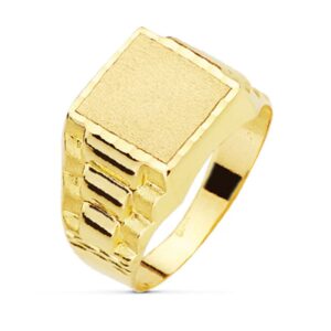 9K SELLO ORO AMARILLO CADETE HUECO. ZONA GRABADO 9 X 9 MM