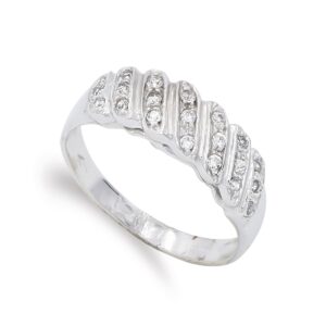 18K SORTIJA ORO BLANCO CON CIRCONITAS. ANCHO: 6 MM