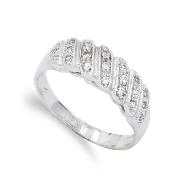 18K SORTIJA ORO BLANCO CON CIRCONITAS. ANCHO: 6 MM