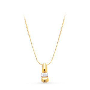 18K COLGANTE ORO AMARILLO BRILLANTE 16X6 MM 0.05 QTS. CADENA 42 CM