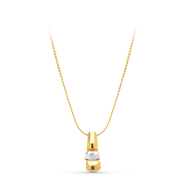 18K COLGANTE ORO AMARILLO BRILLANTE 16X6 MM 0.05 QTS. CADENA 42 CM