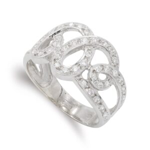 18K SORTIJA ORO BLANCO CALADA CON CIRCONITAS. ANCHO: 12,5 MM
