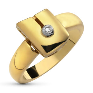18K SORTIJA ORO AMARILLO BRILLANTE 0,05 QTS. 12X8 MM