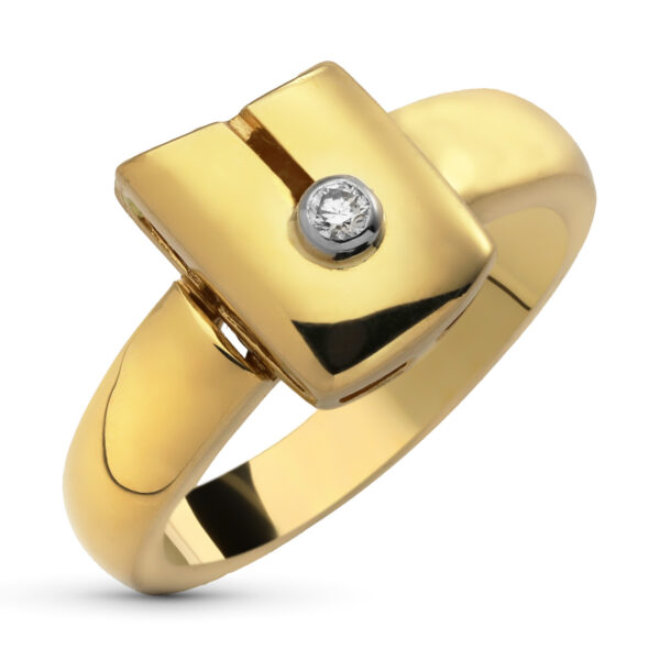 18K SORTIJA ORO AMARILLO BRILLANTE 0,05 QTS. 12X8 MM