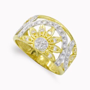 18K SORTIJA ORO BICOLOR SOLES CON CIRCONITAS. ANCHO: 12,5 MM