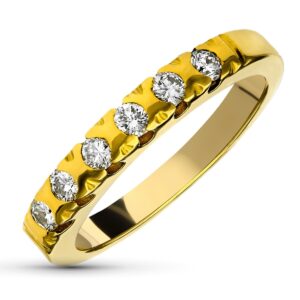 18K SORTIJA ORO AMARILLO DIAMANTES TALLA BRILLANTE 0.35 QTS.