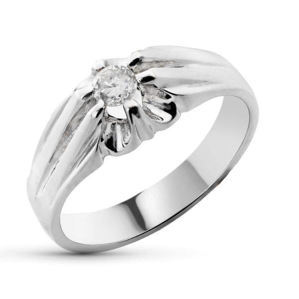 18K SOLITARIO ORO BLANCO DIAMANTE TALLA BRILLANTE 0.20 QTS.