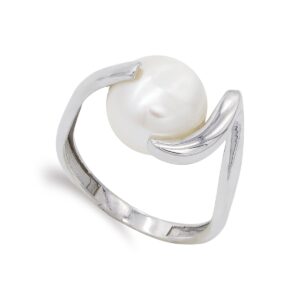 18K SORTIJA ORO BLANCO CON PERLA BARROCA 11,5MM.