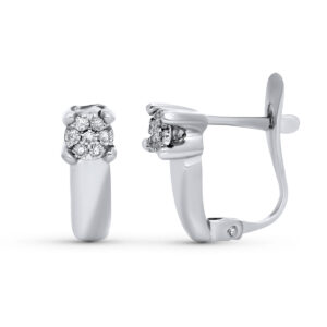 18K PENDIENTES ORO BLANCO BRILLANTES 0.10 KTES 13 X 4 MM CIERRE CATALAN